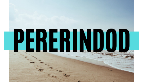 Footsteps on sand on the beach, with gentle waves and a sunny, clear blue sky.